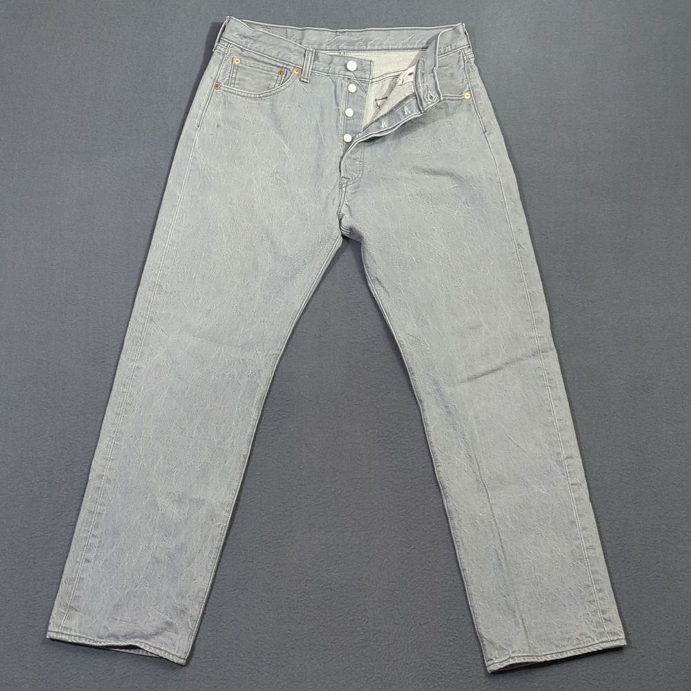 Levi's Jeans Men's 36x34  Fits 32x30 Gray 501XX Straight Leg Button Fly Denim
